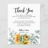 Carte de réception de mariage tournesol eucalyptus (Devant)