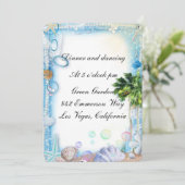 Carte de réception de mariage Tropical Beach Seash (Debout devant)