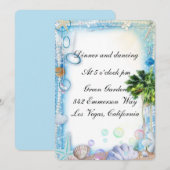 Carte de réception de mariage tropicale coquillage (Devant / Derrière)