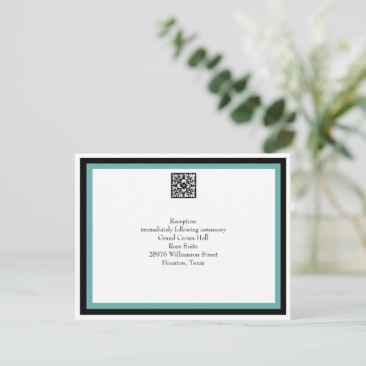 Carte de réception de mariage turquoise (Debout devant)