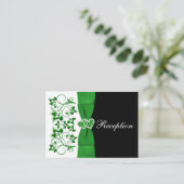Carte de réception de mariage vert, blanc, noir et (Debout devant)