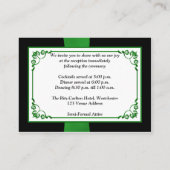 Carte de réception de mariage vert, blanc, noir et (Dos)