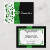 Carte de réception de mariage vert, blanc, noir et (Devant / Derrière)