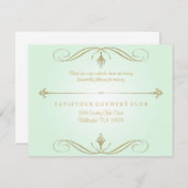 Carte de réception de mariage vert menthe et or (Devant / Derrière)