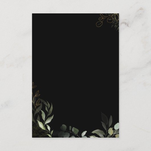 Carte de réception de mariage vert noir et or (Dos)