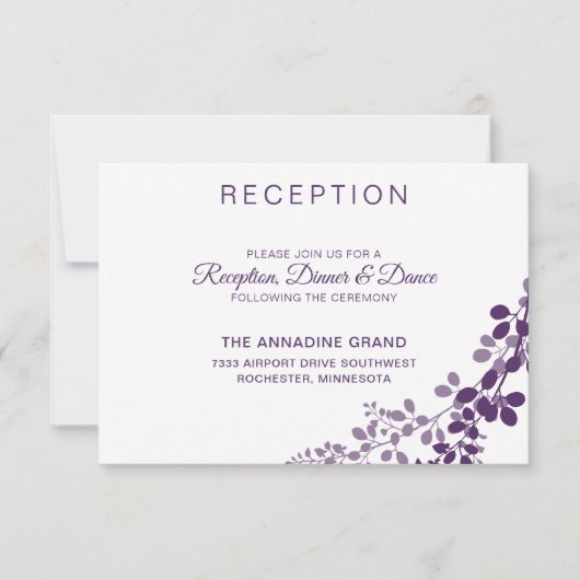 Carte de réception de mariage Vignes Violettes / P (Devant)