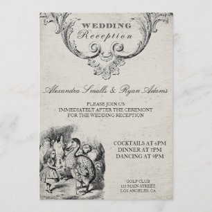 Carte de réception de mariage vintage Alice au pay