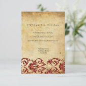 Carte de réception de mariage vintage Swirl Damask (Debout devant)
