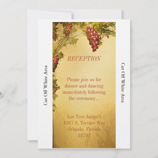 Carte de réception de mariage viticole (Devant)