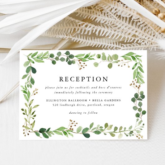 Carte de réception de mariage Watercolor Greenery