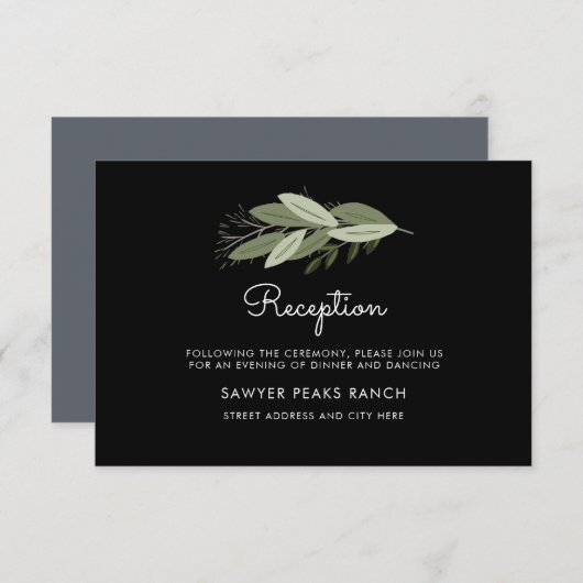 Carte de réception de minuit Mariage Sprigs (Devant / Derrière)