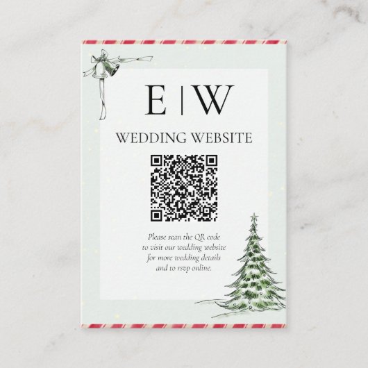 Carte de réception de Noël QR Code de mariage (Devant)