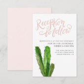 Carte de réception de succulente de désert - Rose (Devant / Derrière)