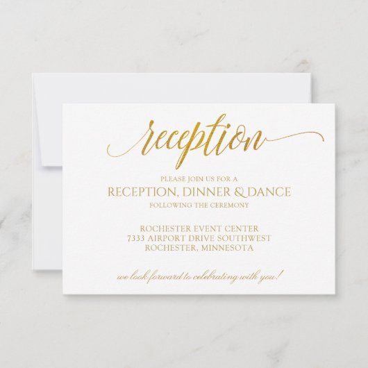 Carte de réception de typographie de luxe | Faux p (Devant)