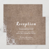 Carte de réception dentelle de toile de jute paill (Devant / Derrière)