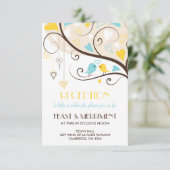 Carte de réception des amoureux d'été jaune et ble (Debout devant)