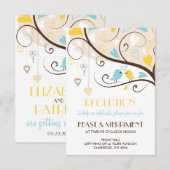 Carte de réception des amoureux d'été jaune et ble (Devant / Derrière)