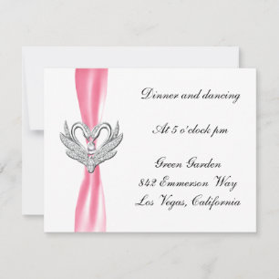 Carte de réception des Swans en argent rose Ribbon