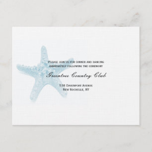 Carte de réception d'étoiles de mer - bleu