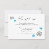 Carte de réception d'hiver Silver Blue Snowflake (Devant)