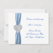 Carte de réception Diamond Heart Blue Wedding (Devant)