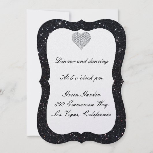 Carte de réception Diamond Heart Parties scintilla (Devant)