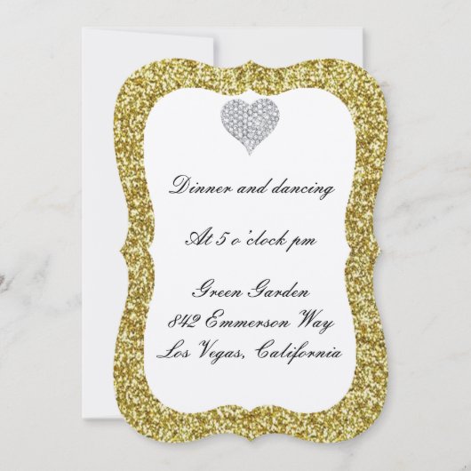 Carte de réception Diamond Heart Parties scintilla (Devant)