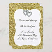 Carte de réception Diamond Hearts Gold Parties sci (Devant / Derrière)