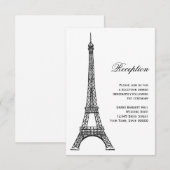 Carte de réception Eiffel Tower Parisienne Noir &  (Devant / Derrière)
