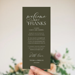 Carte de réception élégante "Bienvenue et Merci"