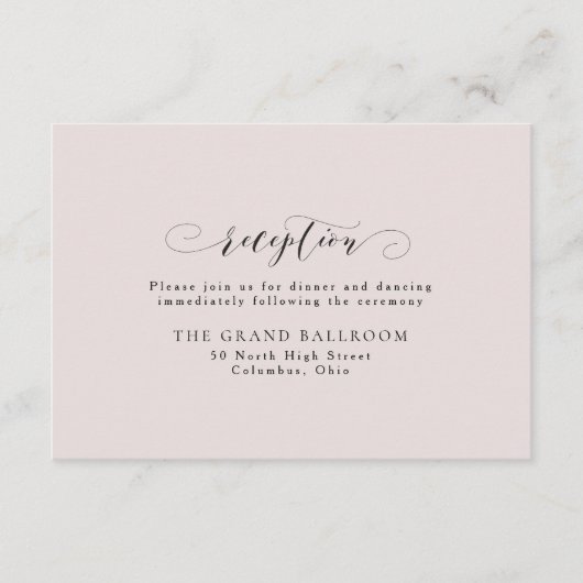 Carte de réception élégante et simple rose tendre (Devant)
