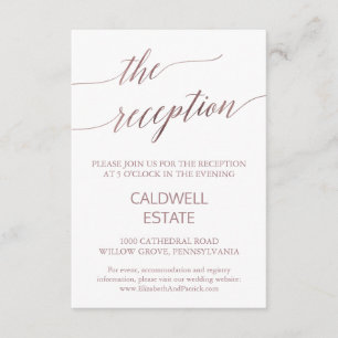 Carte de réception élégante Rose Gold Calligraphy