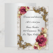 Carte de réception Élégantes Roses Rouges (Devant / Derrière)