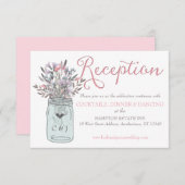 Carte de réception en bocal Mason aquarelle Jardin (Devant / Derrière)