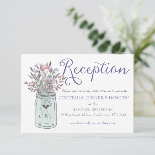 Carte de réception en bocal Mason de jardin secret (Debout devant)