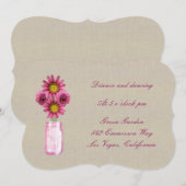 Carte de réception en bocal Mason rose rustique en (Devant / Derrière)