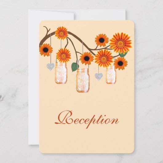 Carte de réception en bocaux de fleurs orange Maso (Devant)