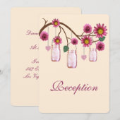 Carte de réception en bocaux Mason avec fleurs ros (Devant / Derrière)