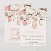 Carte de réception en bocaux Mason rose rustique v (Devant / Derrière)
