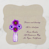 Carte de réception en bocaux Mason violet rustique (Devant / Derrière)