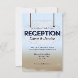 Carte de réception en bois blanc pour mariage sur 