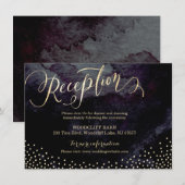 Carte de réception en calligraphie pailletée d'or (Devant / Derrière)