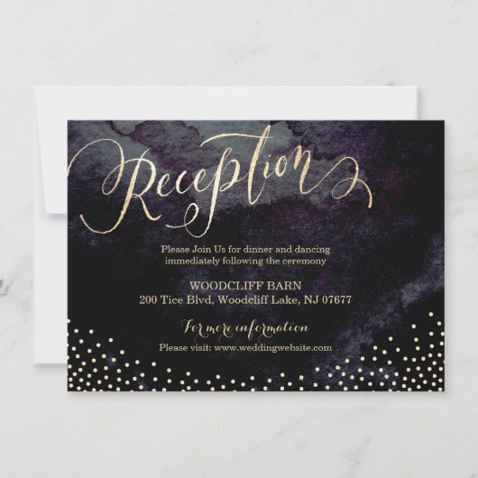 Carte de réception en calligraphie pailletée d'or (Devant)