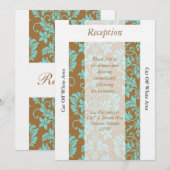 Carte de réception en damas brun et bleu (Devant / Derrière)