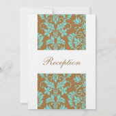 Carte de réception en damas brun et bleu (Dos)