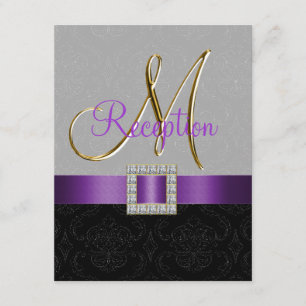 Carte de réception en damas or noir gris violet