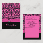 Carte de réception en Damas rose et noir (Devant / Derrière)