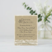 Carte de réception en dentelle vintage et Burlap (Debout devant)