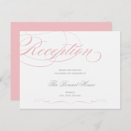 Carte de réception en écriture élégante - Rose pâl (Devant / Derrière)