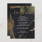 carte de réception en marbre noir et or (Devant / Derrière)